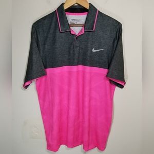 Nike Golf Tour Performance DriFit Momentum Camo Polo Shirt Pink Gray Mens Medium